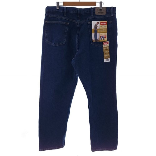 Wrangler Relaxed Fit Straight Leg Solid Blue U Shape Cotton Jeans Mens 40X32 - Picture 5 of 8