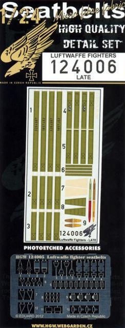 HGW 1/24 seatbelts & PE for Luftwaffe Fighters late #124006 HGW 1/24 seatbelts & PE for Luftwaffe Fighters late #124006