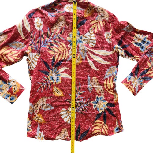 GIUSEPPE ANNUNZIATA Linen Long Sleeve Shirt Red Leopard Size Mens X- Large - Picture 10 of 14