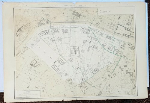 Paris VII ème Rare Plan 1883 de l'Approvisionnement en Eaux de Source 65x94 cms - Foto 1 di 5