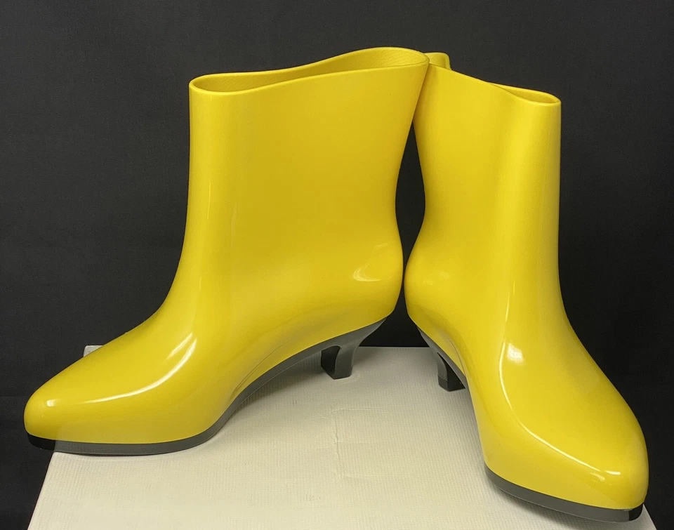 Rain Boots Melissa + Jeremy Scott Yellow Kitten Heel Ankle Size 5 Women’s New - Image 2 of 4