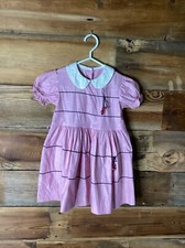 Vintage Girls Handmade Pink Party Dress 4/5 Peter Pan Collar