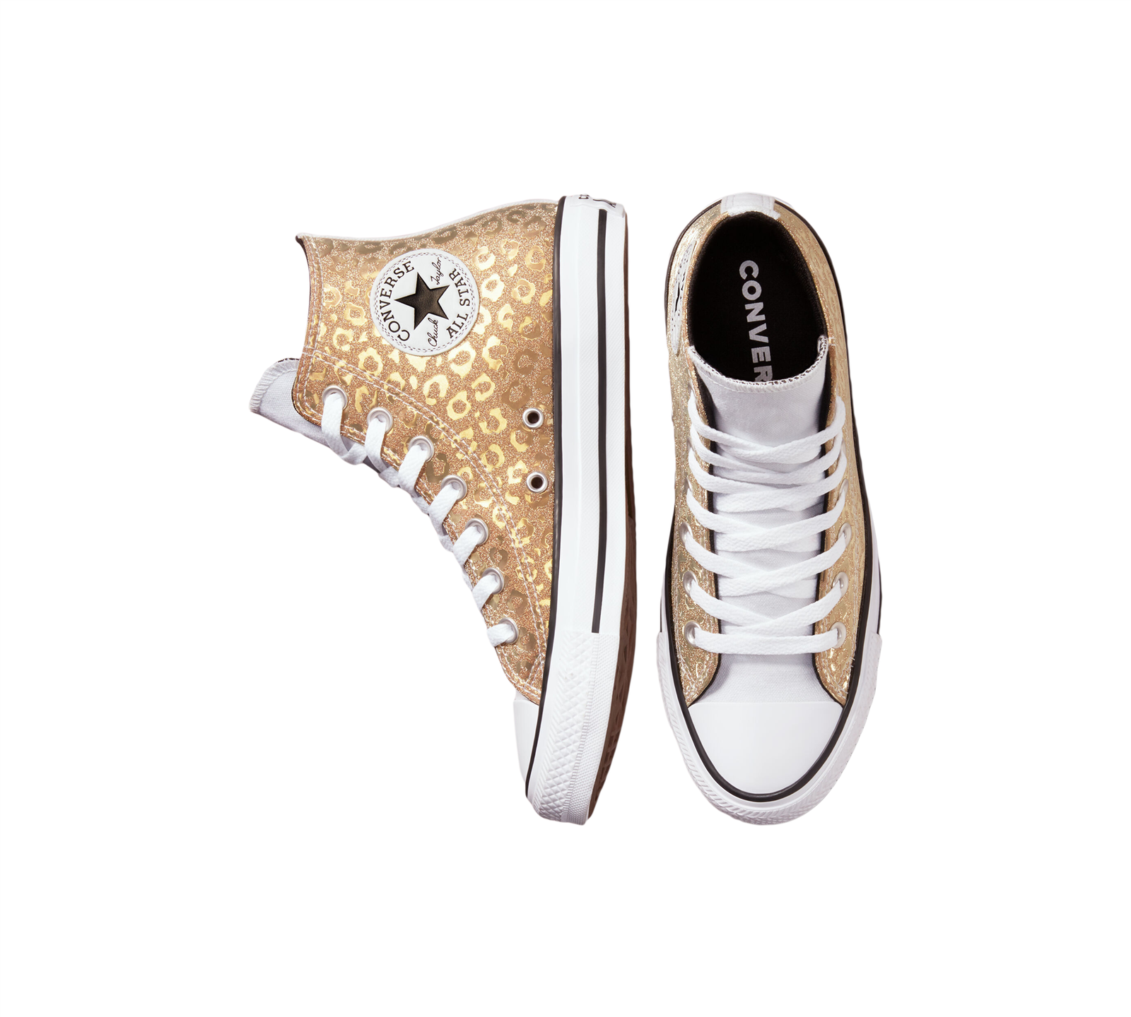 Converse Women's CTAS Leopard Glitter High Top Saturn Shoes Gold UK 38 eBay