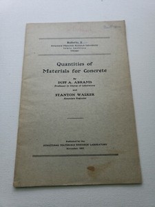 Quantities of Materials Concrete- Bulletin 9 Structural Materials Research Lib