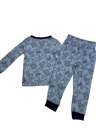 Disney Pajamas 2 Piece PJ Size 4 Long Sleeve Shirt Pants Blue Mickey Buzz Stitch - Picture 2 of 9