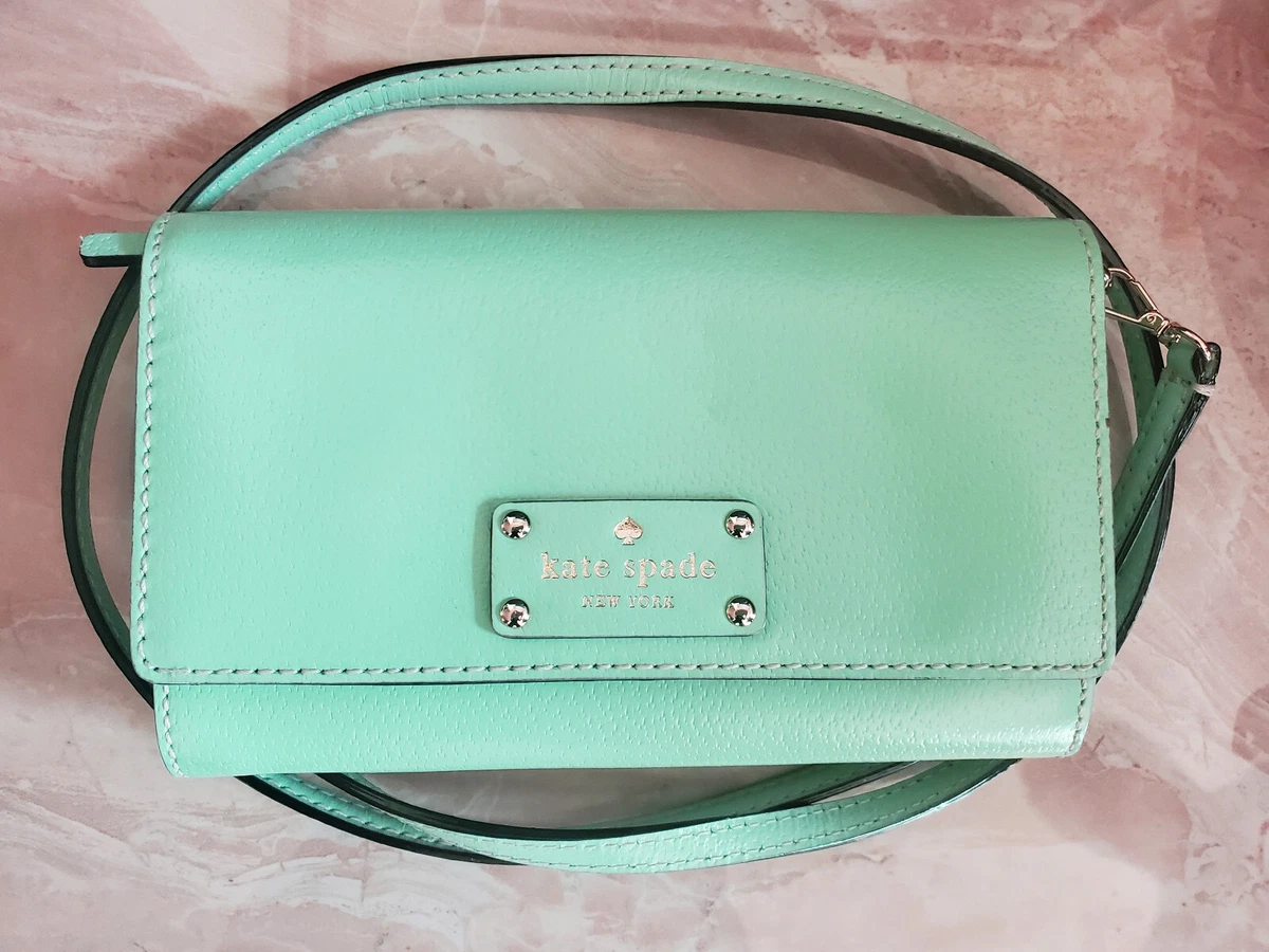KATE SPADE NWOT Stunning Jade Mint Green Crossbody Purse Bag Organizer MSRP 245
