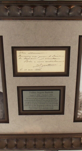 Auguste Bartholdi French Sculptor Statue Liberty Signed Display JSA Authenticate - Picture 7 of 18