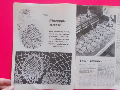 PARAGON - PINEAPPLE CROCHET DESIGNS BOOK - TABLECLOTH TRAYMAT NAPKINS DOILIE + - Picture 3 of 5