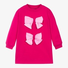 Agatha Ruiz de la Prada Girls Pink Cotton Bow Sweatshirt Dress NWT