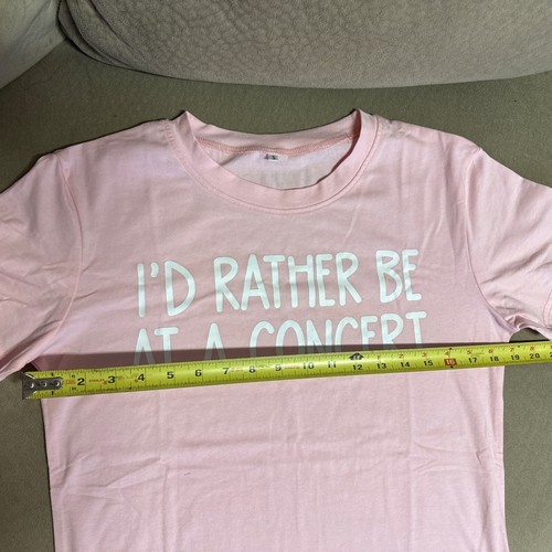 “I’d Rather Be At A Concert” T-shirt For Women In Pink - Size Small - NEW - Picture 7 of 9