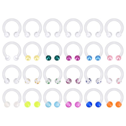 10-120Pcs Acrylic Clear Nose Ring Horseshoe Hoop Lip Eyebrow Studs Retainer 16G - Picture 4 of 12