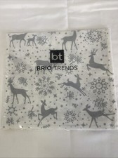 Winter Table Runner Silver Woodland Snowflakes and Reindeers 12  x54  