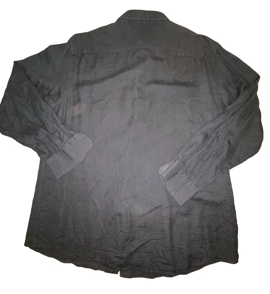 Alfani Black Silk Long-Sleeve Button-Down Shirt For Men Size 16 1/2 34/35 - Image 2 of 4