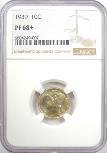1939 Proof Mercury Dime 10C Coin - NGC PR68+ Plus Grade (PF68+) - Top Pop 6/0! - Picture 2 of 7