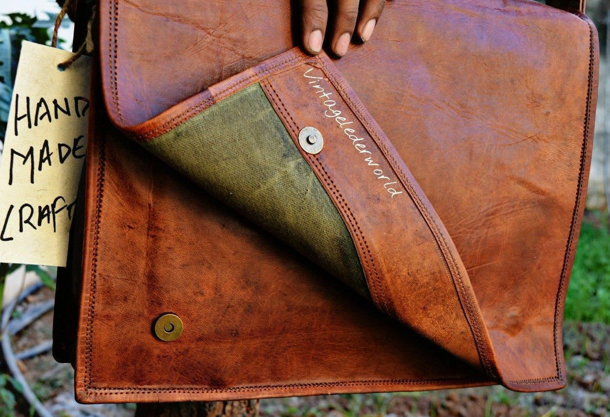 Genuine Leather Vintage Multi Sized Laptop Messenger Briefcase Satchel Bag