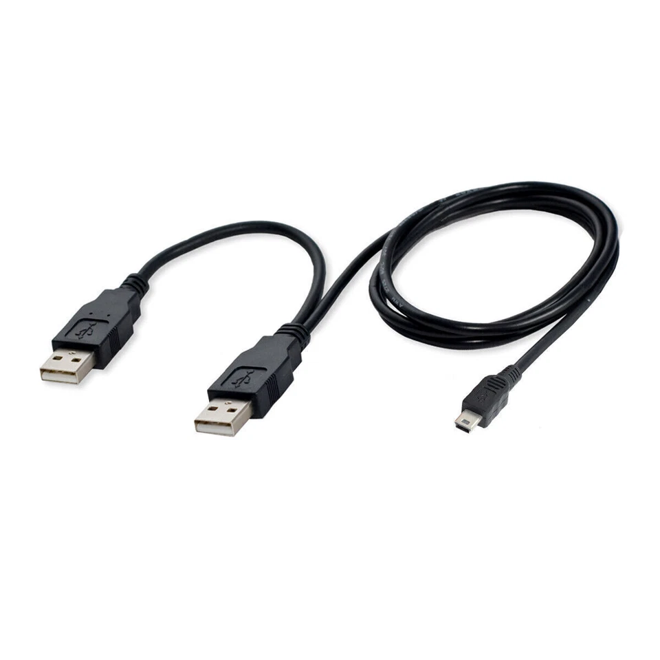 CY USB2.0 Dual 2 A Type Male to Mini 5Pin Male Y Cable for Hard Disk Drive - Image 2 of 4