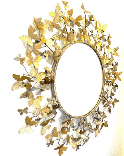 Gold Butterfly Wall Mirror | Stressed Antique 53cm - Picture 3 of 3