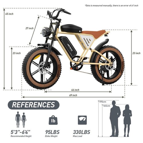 750W Electric Bicycle Fat Tire dual battery 48V 14A/20AH MTB 20" Offroad E-bike - Picture 5 of 24