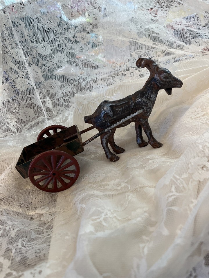 Antique 1900s Kenton Cast Iron Goat Cart Toy eBay