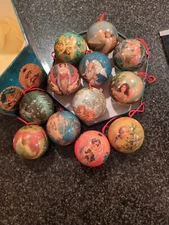 EUC 12 Glorious Angels Christmas Ornaments 12 Decoupage Balls With Original Box