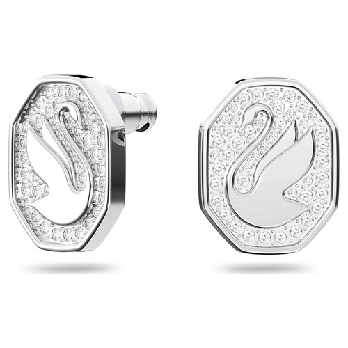 Swarovski Signum Stud Earrings, Swan, White, Rhodium Plated -5621097 New - Picture 2 of 3