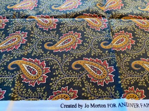 1/2 yd Paisley Green cotton floral repro 2012 JO MORTON Andover Fabrics #7004 - Picture 4 of 4