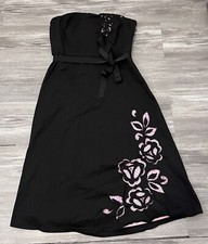 Vintage Y2K Express Floral Midi Strapless Whimsigoth dress Size 12