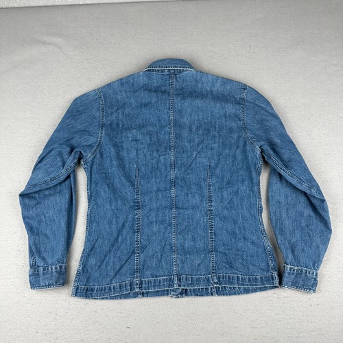 Vintage LL Bean Denim Shirt Womens 10 Blue Petite Snap Work Jean Chore 10P 90s - Picture 15 of 17