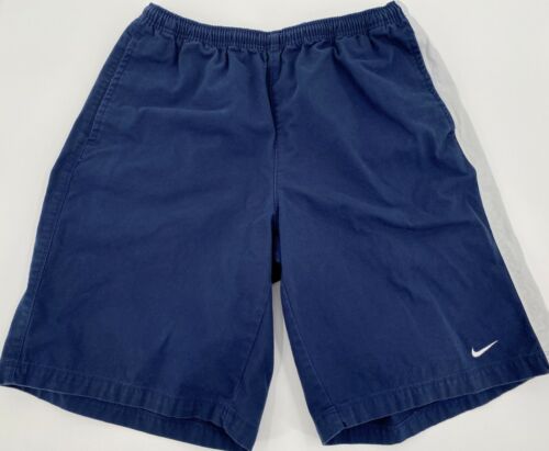 Nike Shorts Size XL Blue White Side Stripe Casual Cotton Mens Swoosh - Afbeelding 1 van 6