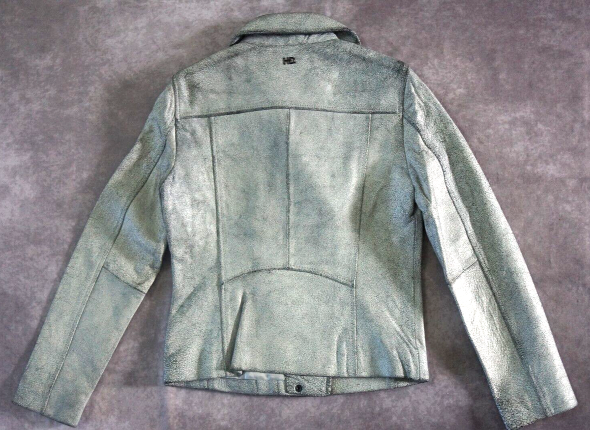 HarleyDavidson Women's White Label Slim Fit Crackle Leather Jacket