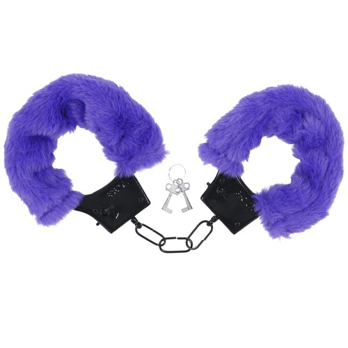 Doc Johnson Merci Fluff Cuffs Violet - Kinky Handcuffs Fetish BDSM Play - Picture 3 of 6