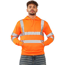 Hi Viz Vis High Visibility Jacket Hoodie Work Zip Hooded SweatShirt Fleece SMLXL