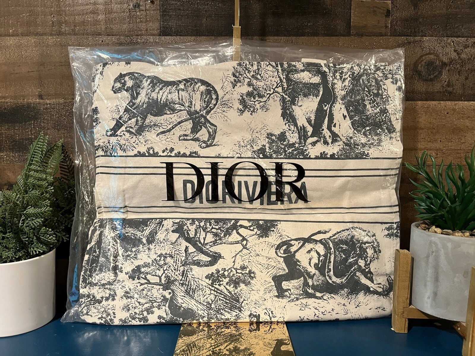 Sac cabas Christian Dior authentique jamais ouvert neuf dans sachet gris blanc CD