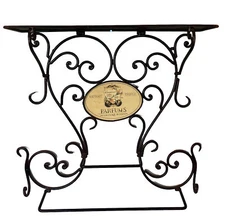 French Country Parfums Wrought Iron/Metal Bath Shelf & Dbl Towel Holder Folding