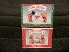 Lot of 2 Hallmark Merry Miniatures 1997 Snowbear Season & Tea Time 3 pc sets