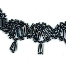 Gray seed bead choker necklace dangle ethnic boho jewelry handmade hippie J