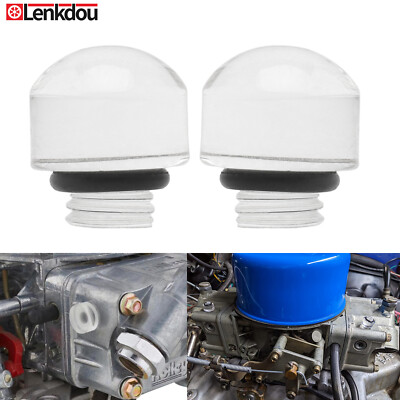 2X Clear Fuel Bowl Sight Plugs  W/ O-Ring For Holley Carburetor See Through Plug