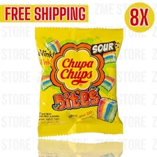 8 Pack x Chupa Chups Sour Bites Candy Multi Color , 24 Gram