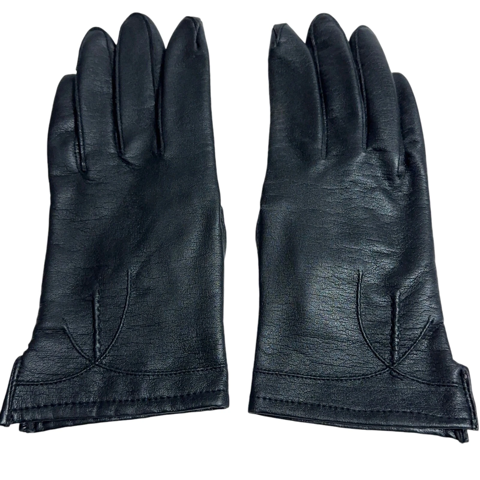 Womens Vintage Gloves Vegan Leather Size Med Warm Winter Gift for Her