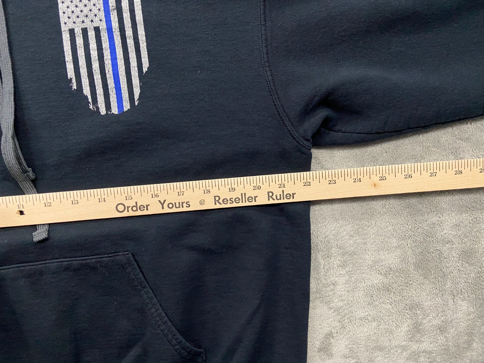 Thin Line Tactical Sweatshirt Men's Large Black Hooded Back The Blue Police USA - Picture 8 of 9
