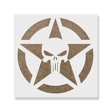 Punisher Skull Star Stencil - Durable & Reusable Mylar Stencils