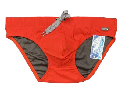 JUNK UNDERJEANS Men s  Zallaq  Swim Brief - Fire Red - XL (36-39inch) +FREE 