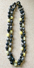 BEAUTIFUL VINTAGE DOUBLE STRAND BLACK, GRAY,& YELLOW BEADED NECKLACE — photo 1