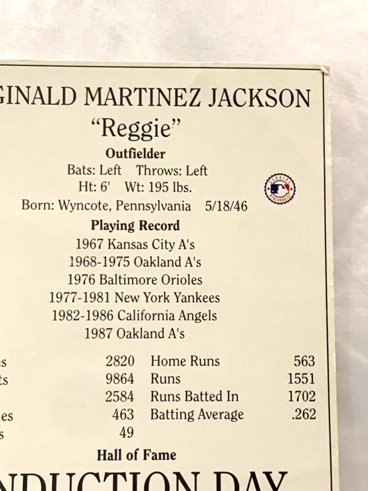 Reggie Jackson Autograph Hall of Fame Induction Day 8x10 CAS Auth - Oakland A's - Image 2 of 4