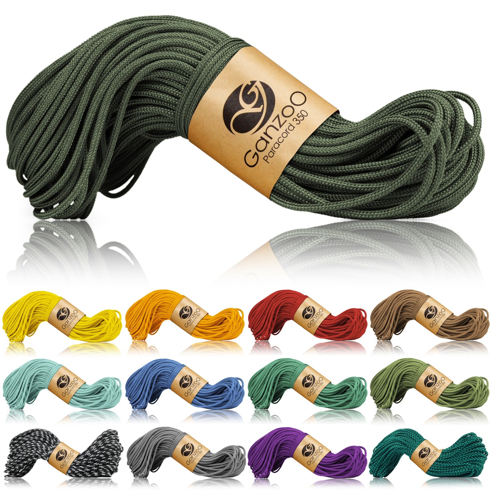 Cordon extérieur paracord 350 vert armée 30m pour bâche et camping