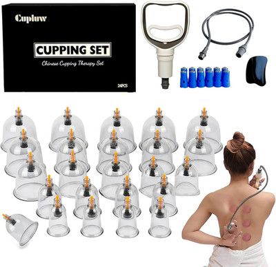 Cupluw Cupping Set, 24 Cups Cupping Kit for Massage Therapy, Chinese Cupping