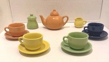 Schylling Children's Porcelain 13 Piece Tea Set - Fiesta-Like Rainbow Colors