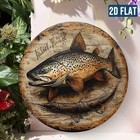 Vintage Fishing Tin Metal Signs Home Décor 8x8 Wall Brown Trout Fish Art Waterp