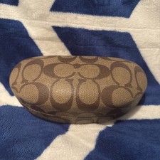 Coach Signature Brown Tan Hard Clam Shell Eyeglass Sunglasses Case