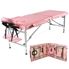 Massage Table Massage Bed Spa Bed 83" Long Portable 2 folding W/ Carry Case pink